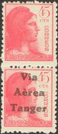 **135hpv. 1938. 45 Cts Rosa Carmín, Pareja. Variedad UN SELLO SIN SOBRECARGA. MAGNIFICA. Edifil 2018: +50 Euros - Other & Unclassified