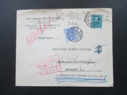 Ungarn 1936 Budapest Ortsbrief Mit Nachporto Und Portomarke T Stempel Durchgestrichen Mit Handschriftl. Vermerken - Storia Postale