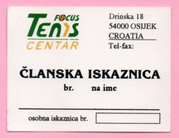 Member Card - Focus Tennis Centar, Croatia - Otros & Sin Clasificación