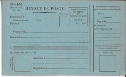 1880 - MODELE RARE De MANDAT CARTE FRANCAIS NEUF - Andere & Zonder Classificatie