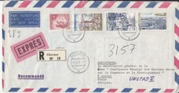 7459FM- TOWNS, PLANE, GRAND DUKE, STAMPS ON REGISTERED COVER, 1976, LUXEMBOURG - Covers & Documents