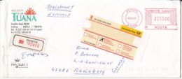 7460FM- AMOUNT, FETHIYE RED MACHINE STAMPS ON REGISTERED COVER, MAJESTY CLUB TUANA, LETTER, INVOICE, 2001, TURKEY - Lettres & Documents