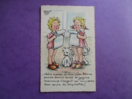 CPA ILLUSTRATEUR JACQUELINE FAIZANT SIMON ENFANTS CHIENS LETTRES - Faizant