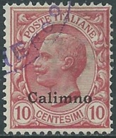 1912 EGEO CALINO USATO EFFIGIE 10 CENT - RB25 - Egée (Calino)