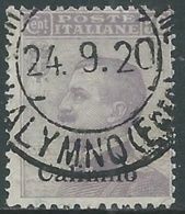 1912 EGEO CALINO USATO EFFIGIE 50 CENT - RB25 - Aegean (Calino)