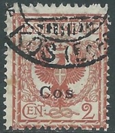 1912 EGEO COO USATO AQUILA 2 CENT - RB25 - Egeo (Coo)