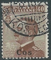 1912 EGEO COO USATO EFFIGIE 40 CENT - RB25 - Ägäis (Coo)