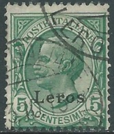 1912 EGEO LERO USATO EFFIGIE 5 CENT - RB25 - Egeo (Lero)