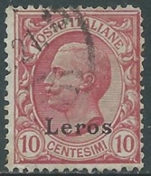 1912 EGEO LERO USATO EFFIGIE 10 CENT - RB25 - Aegean (Lero)