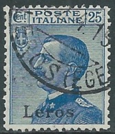 1912 EGEO LERO USATO EFFIGIE 25 CENT - RB25-2 - Egeo (Lero)