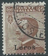 1912 EGEO LERO USATO EFFIGIE 40 CENT - RB25-2 - Ägäis (Lero)