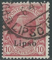 1912 EGEO LIPSO USATO EFFIGIE 10 CENT - RB25-2 - Ägäis (Lipso)