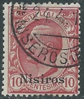 1912 EGEO NISIRO USATO EFFIGIE 10 CENT - RB25-2 - Egeo (Nisiro)