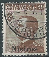 1912 EGEO NISIRO USATO EFFIGIE 40 CENT - RB25-2 - Egeo (Nisiro)