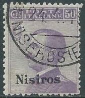 1912 EGEO NISIRO USATO EFFIGIE 50 CENT - RB25-2 - Egée (Nisiro)