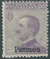 1912 EGEO PATMO EFFIGIE 50 CENT MH * - RB30-2 - Egée (Patmo)