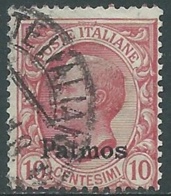 1912 EGEO PATMO USATO EFFIGIE 10 CENT - RB25-2 - Egeo (Patmo)