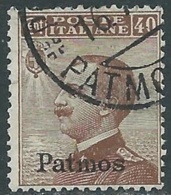 1912 EGEO PATMO USATO EFFIGIE 40 CENT - RB25-2 - Egée (Patmo)