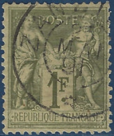 France Colonies Zanzibar Sage 1fr Vert Bronze Obl Dateur De Zanzibar 25 MAI 1891 TTB - Gebraucht