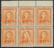 NEW ZEALAND KGVI 2d BLOCK WITH DRAMATIC PRE-PRINTING PAPERFOLD - Unused Stamps