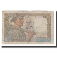 France, 10 Francs, 1944, 1944-06-22, TB, Fayette:08.12, KM:99e - 10 F 1941-1949 ''Mineur''