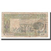 Billet, West African States, 500 Francs, 1981-1990, KM:706Kc, TB - Westafrikanischer Staaten