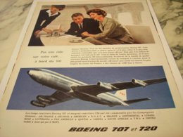 ANCIENNE PUBLICITE AVION BOEING 707  ET 720 1959 - Publicidad