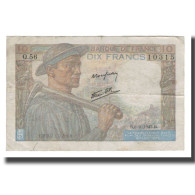 France, 10 Francs, 1943, 1943-09-09, TB+, Fayette:08.09, KM:99d - 10 F 1941-1949 ''Mineur''