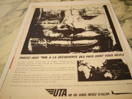 ANCIENNE PUBLICITE DECOUVERTE DES PAYS AVEC  UTA 1966 - Pubblicità