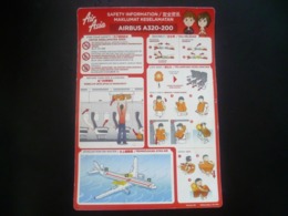 Airlines Air Asia Airbus A320-200 Safety Information Card (#5) - Scheda Di Sicurezza