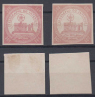 Brazil Brasil Telegrafo Telegraph 1871 2x 500R (*) Mint Different Color Shades Kiefer - Telegraphenmarken