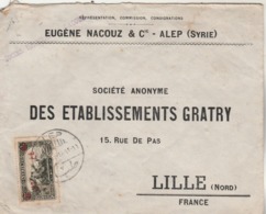 Syrie Lettre Entête Eugène Nacouz ALEP 1938 Pour Gratry Lille Nord France ( Flamme ) - Covers & Documents