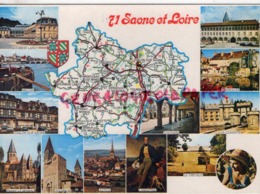 71 - SAONE ET LOIRE - CARTE BOURBON LANCY-CHAROLLES- LE CREUSOT-TOURNUS- AUTUN- MACON - Autres & Non Classés