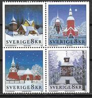 Suède 2002 N°2304/2307 Neufs En Bloc De 4, églises à Noël - Nuovi