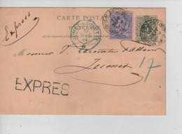 CBPN38/ Entier CP 13b + TP 48 En Exprès C.Schaerbeek Deux Ponts 17/9/1892 > Jumet C.T.T.Jumetr - Brulotte En Arrivée - Postcards [1871-09]