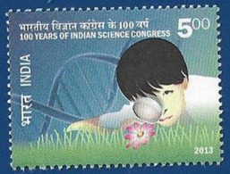Inde India 2013 MNH 100 Years Of Indian Science Congress, Scientist, DNA, Flower - Ungebraucht