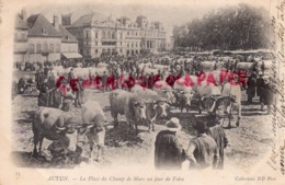 71 - AUTUN - LA PLACE DU CHAMP DE MARS UN JOUR DE FOIRE - CARTE PRECURSEUR - Autun