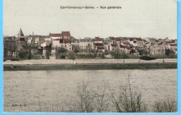 Carrières-sur-Seine-Yvelines-+/-1907-Vue Générale Sur La Ville Et Son Eglise-Carte Postale Toilée En Couleur-Edit.L.G. - Carrières-sur-Seine