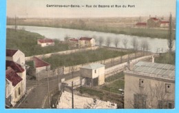 Carrières-sur-Seine-Yvelines-+/-1907-Rue De Bezons Et Rue Du Port-Carte Postale Toilée En Couleur-Edit.L.G. - Carrières-sur-Seine