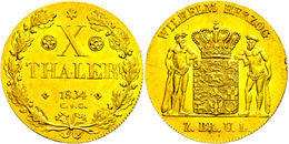 10 Taler, Gold, 1834, AKS 65, J. 324, Kl. Rf. Und Kratzer, Vz.  Vz - Other & Unclassified