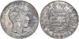 Taler, 1838, Friedrich August II., AKS 97, J. 74, Rand Bearbeitet, Schöne Regenbogenpatina, Vz.  Vz - Andere & Zonder Classificatie