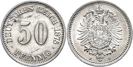 50 Pfennig, 1875, F, Vz-st., Katalog: J.7 Vz-st - Sonstige & Ohne Zuordnung