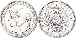 3 Mark, 1914, Friedrich II., Auf Die Silberne Hochzeit, Wz. Rf., Vz-st., Katalog: J.24 Vz-st - Altri & Non Classificati