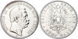 5 Mark, 1875, Ludwig III., Kl. Rf., S-ss., Katalog: J.67 S-ss - Altri & Non Classificati