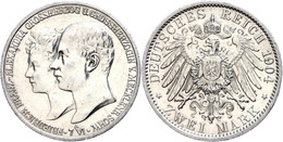 2 Mark, 1904, Friedrich Franz IV., Auf Die Vermählung, Randfehler, Vz, Katalog: J.86 Vz - Altri & Non Classificati