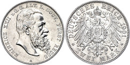 2 Mark, 1901, Heinrich XXII., Kl. Kratzer, Ss-vz., Katalog: J. 118 Ss-vz - Sonstige & Ohne Zuordnung