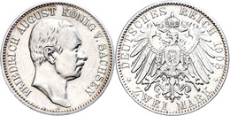 2 Mark 1908, Friedrich August III., König Von Sachsen, Wz. Rf.,vz, Katalog: J.134 Vz - Altri & Non Classificati