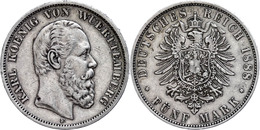 5 Mark, 1888, Karl, Kl. Rf., Ss., Katalog: J.173 Ss - Altri & Non Classificati