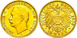 10 Mark, 1909, Friedrich II., Rote Flecken, Vz., Katalog: J. 191 Vz - Sonstige & Ohne Zuordnung