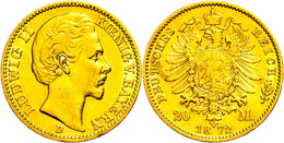 20 Mark, 1872, Ludwig II., Wz. Rf., Ss., Katalog: J. 194 Ss - Sonstige & Ohne Zuordnung